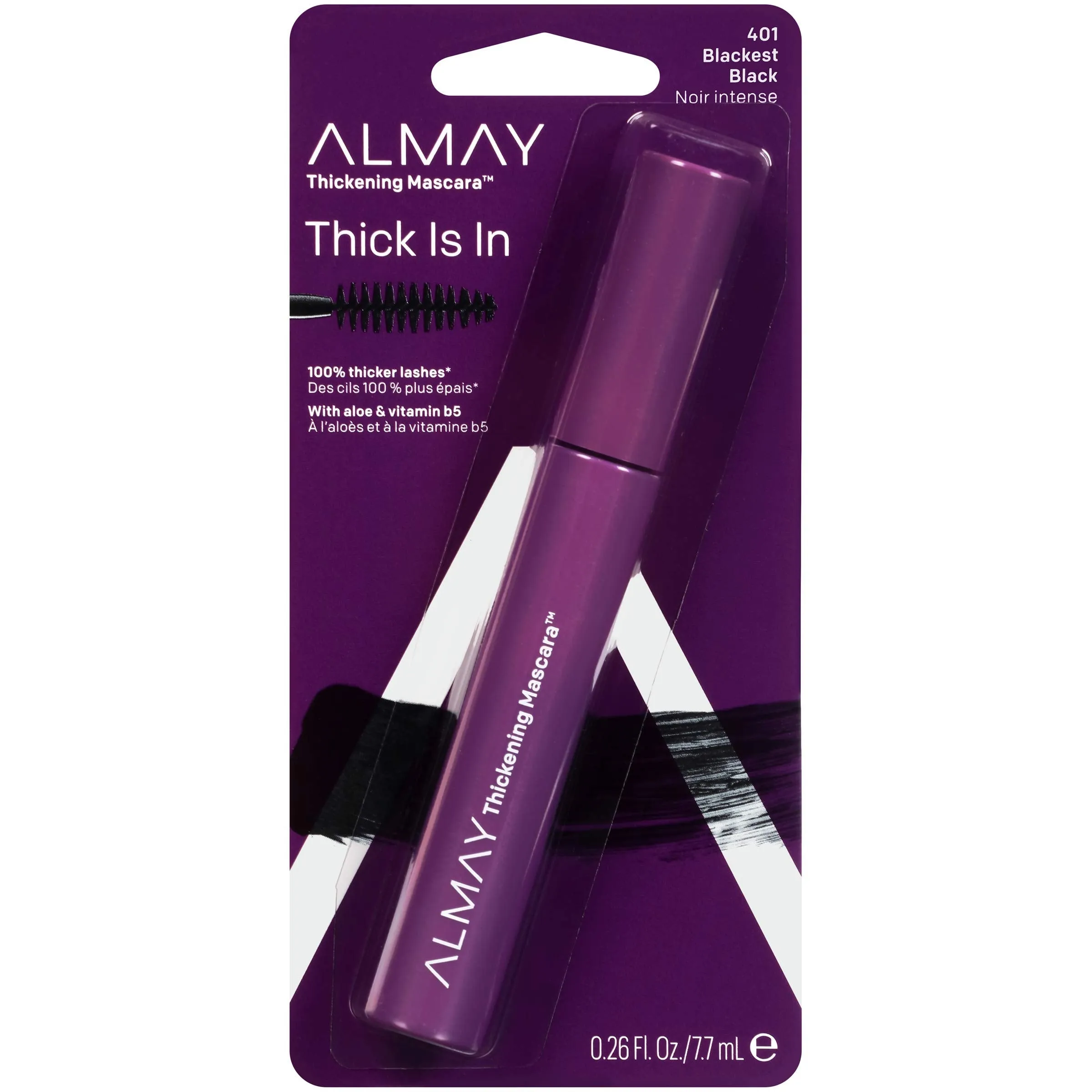 Almay Thickening Mascara with Aloe and Vitamin B5, Hypoallergenic, Cruelty Free, -Fragrance Free, Ophthalmologist Tested, 402 Black