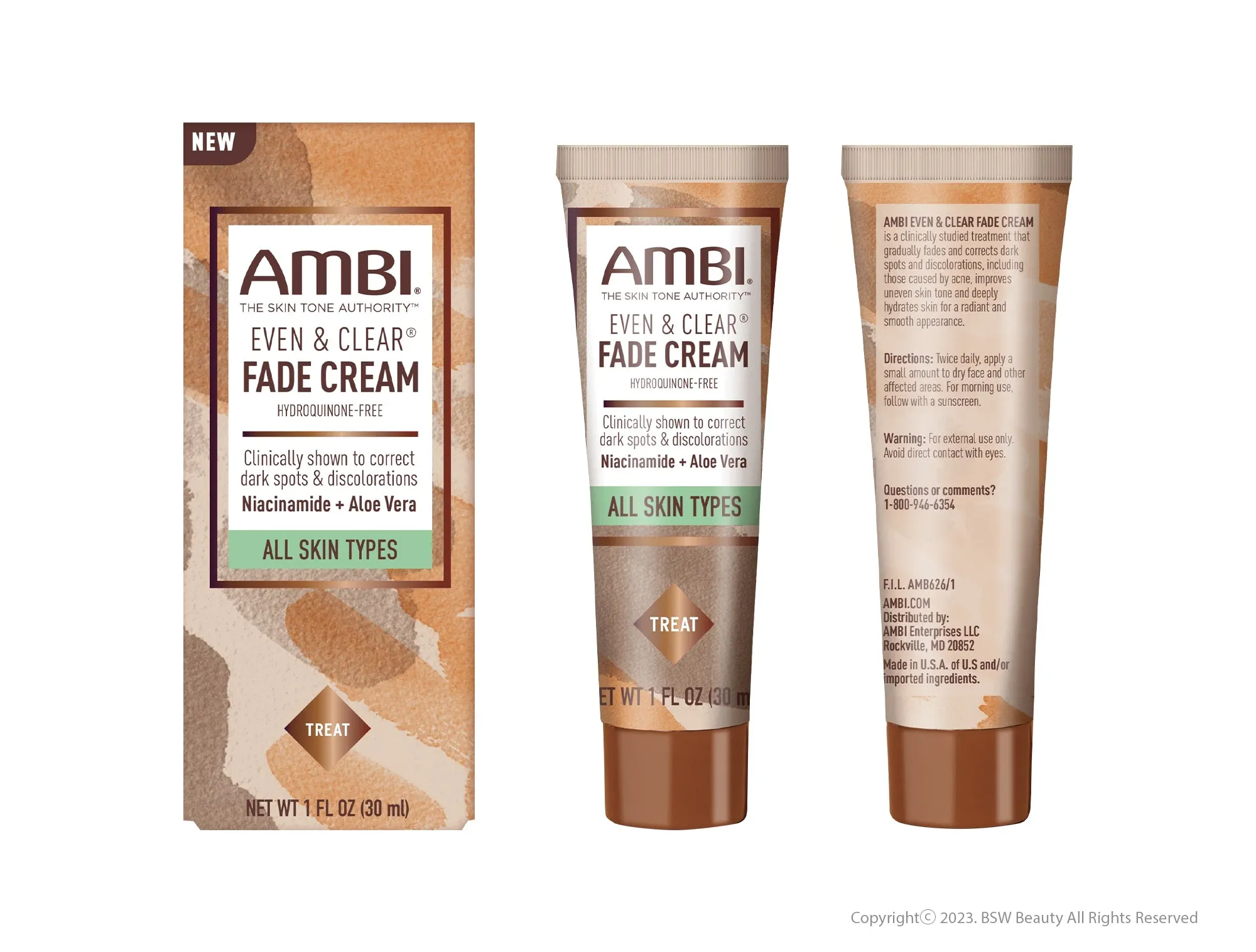 AMBI EVEN & CLEAR FADE CREAM ALL SKIN TYPES 1oz