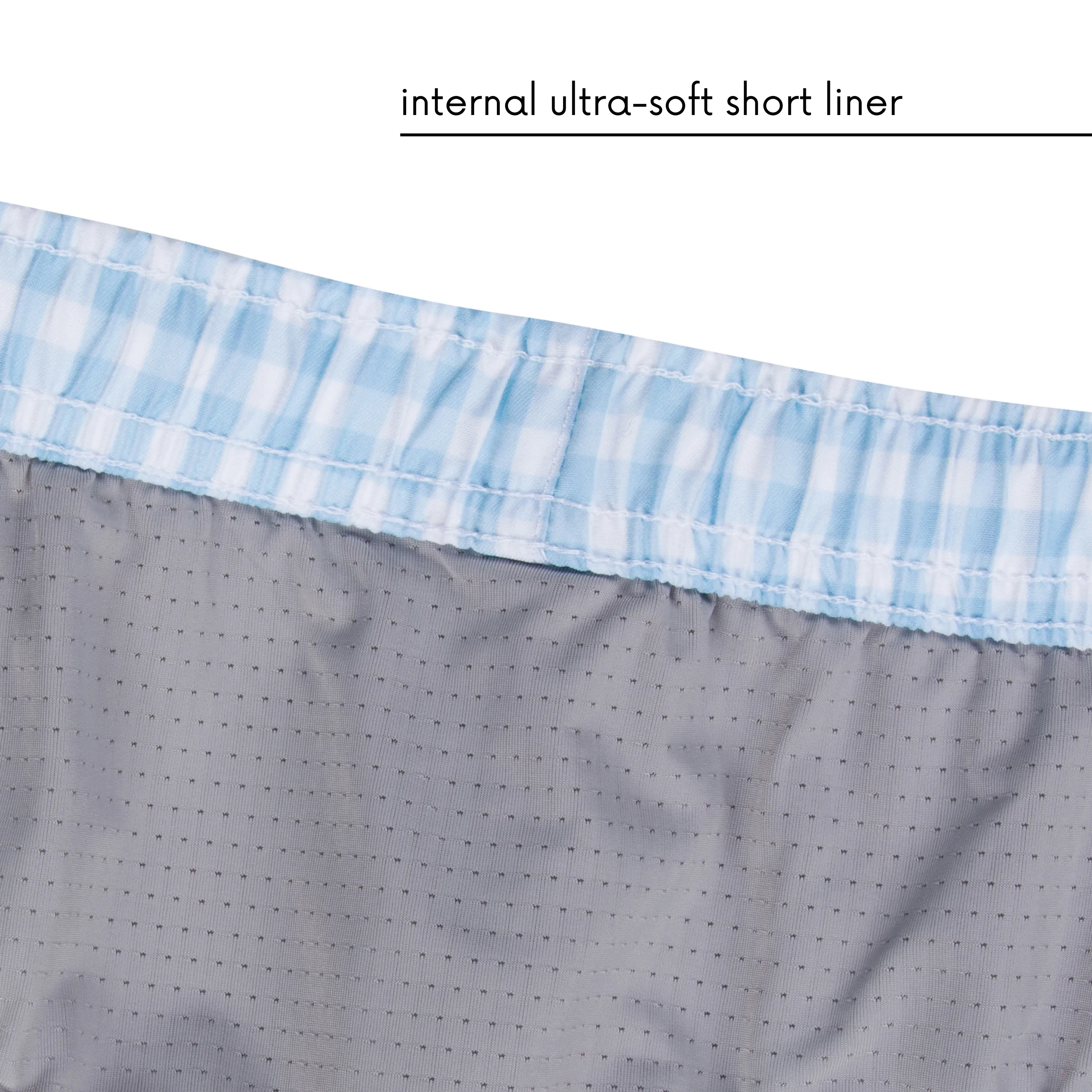 Boys Long Sleeve Zipper Rash Guard and Swim Trunk Set | "Blue Gingham"