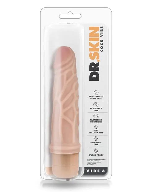Dr. Skin Cock Vibe 3 Vibrating Dildo 7.25in - Vanilla