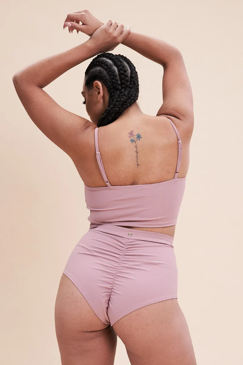 Lunalae Harleen Twist Top - Ribbed Blush Taupe