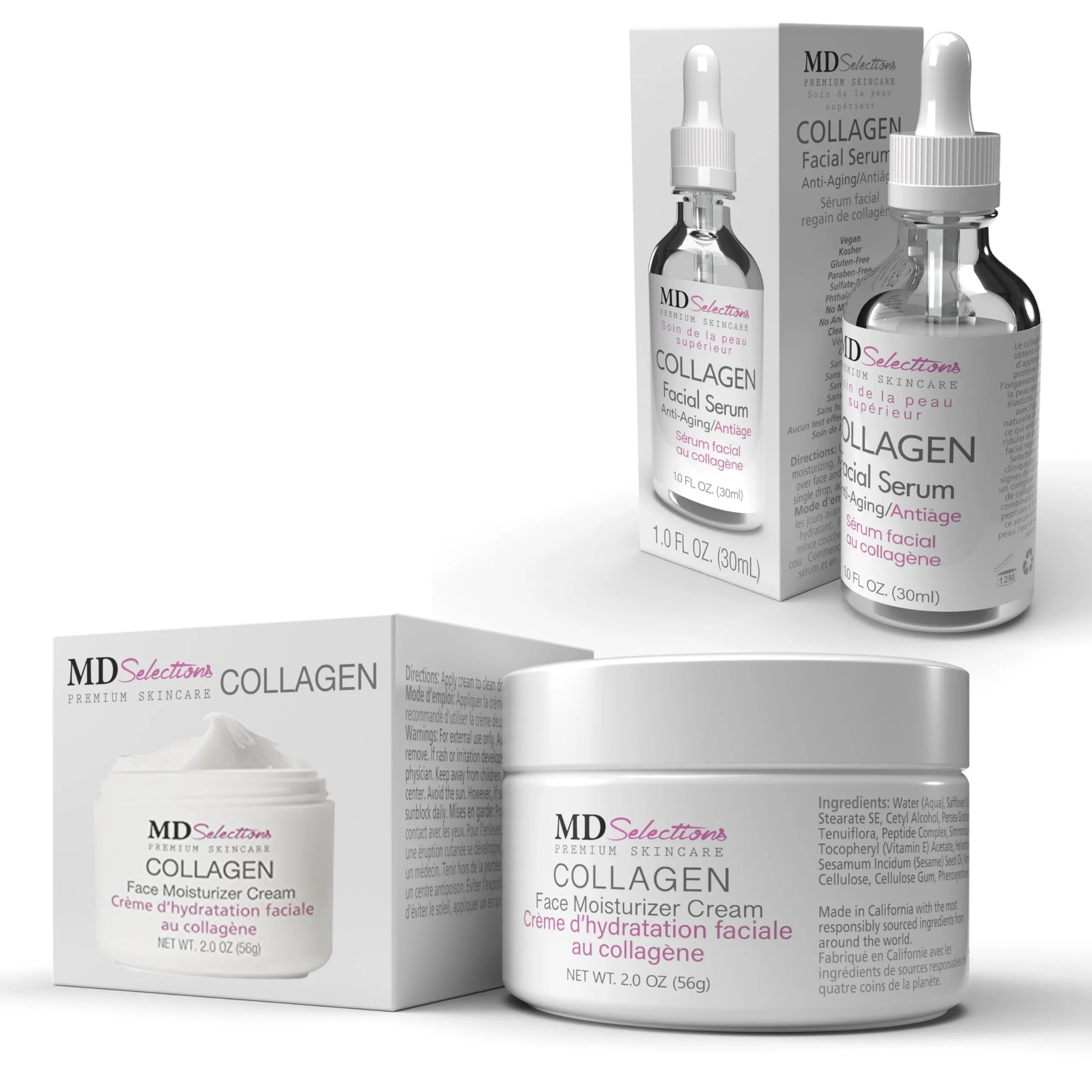 MD Selections Collagen Serum   Cream Kit Firming with Green Tea & Peptides 1 @ 1oz, 1 @ 2oz