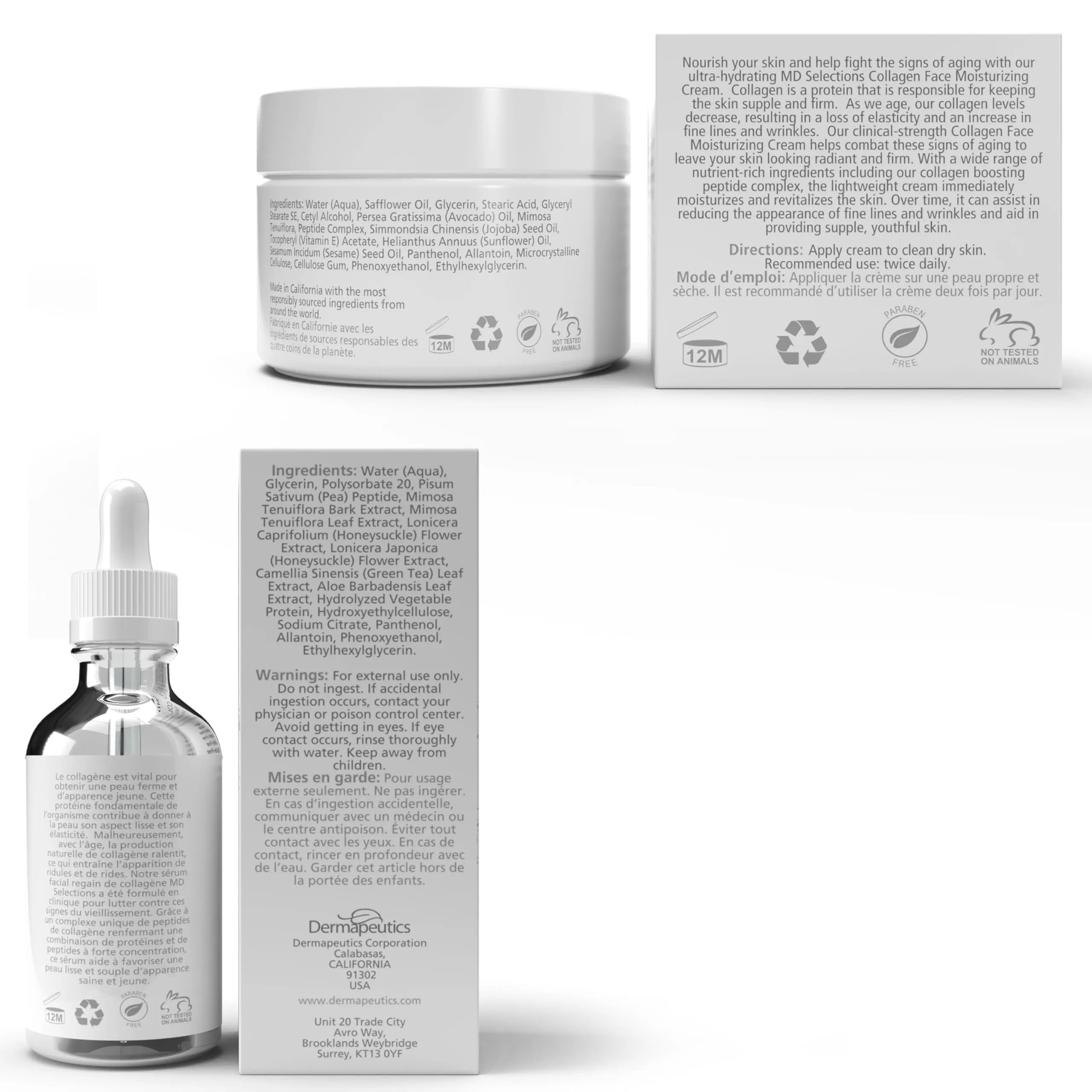 MD Selections Collagen Serum   Cream Kit Firming with Green Tea & Peptides 1 @ 1oz, 1 @ 2oz