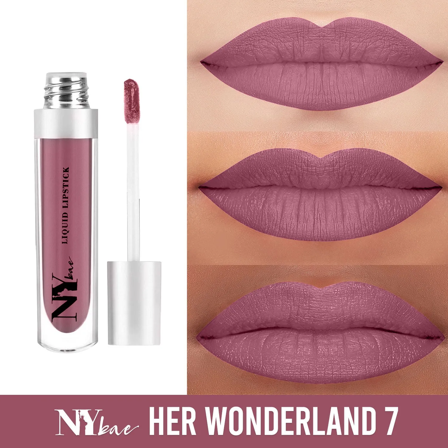 NY Bae Confessions of a Lip-a-holic Liquid Lipstick - Her Wonderland 7 (4.5 ml) | Nude Pink | Matte Finish | Built-in Primer | Enriched with Jojoba Oil | Highly Pigmented | Lasts Upto 12 Hours | Long lasting | Cruelty & Paraben Free