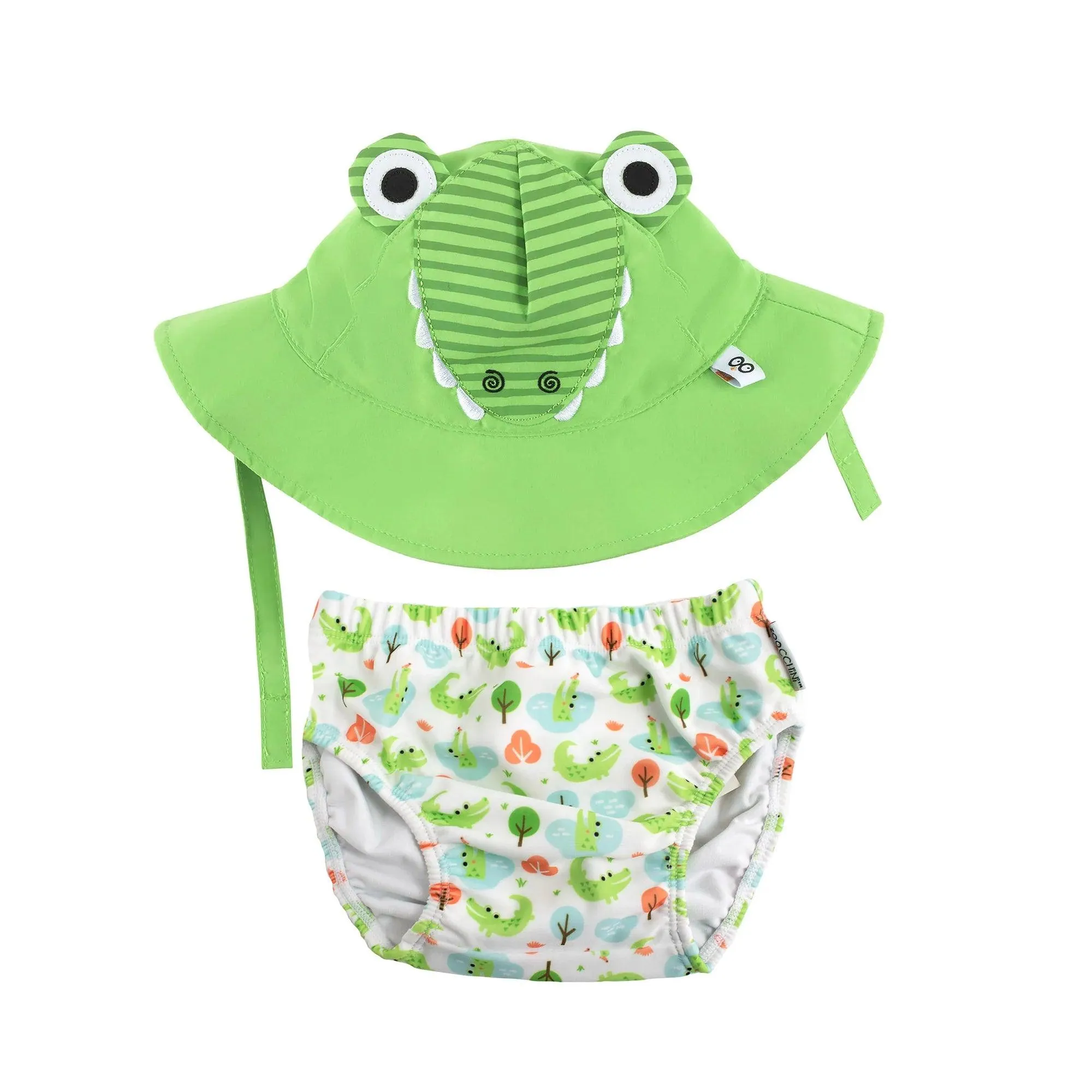 Reusable Baby Swim Diaper & Sun Hat Set - Alligator