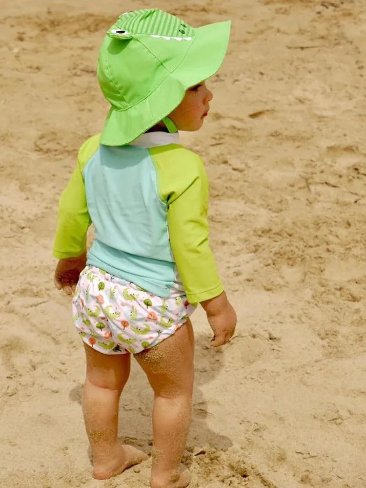 Reusable Baby Swim Diaper & Sun Hat Set - Alligator
